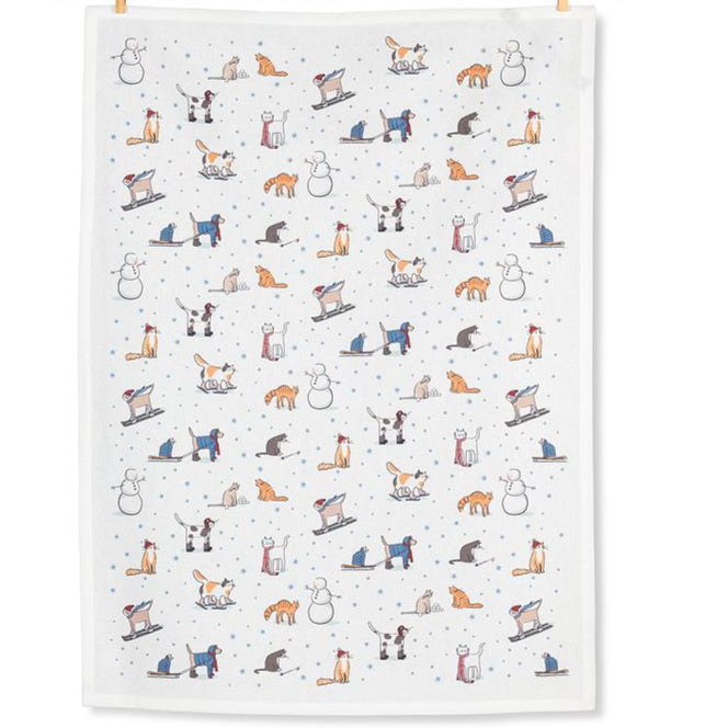 Winter Sports Cats Kitchen Towel