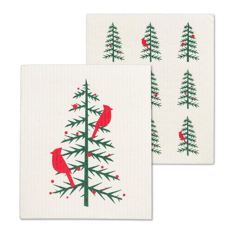 Cardinals in Tree Dishcloth, Set of 2