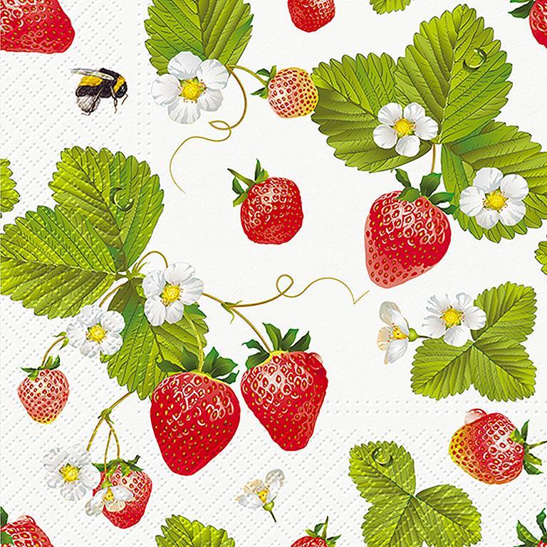 Strawberries / Bees (L) Napkin, 20 Pack