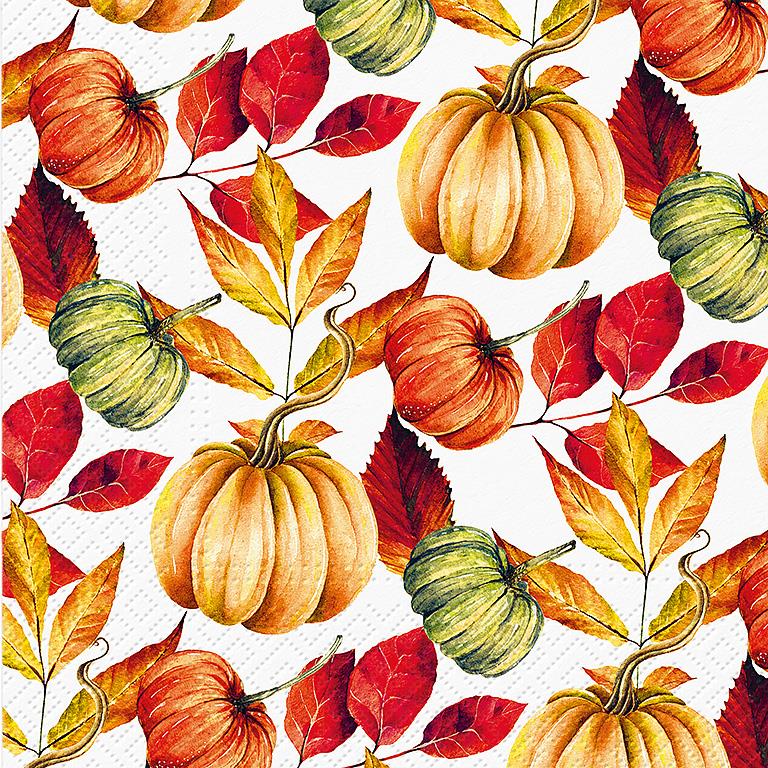 Autumn Pumpkins Napkins, Lg. 20 pack