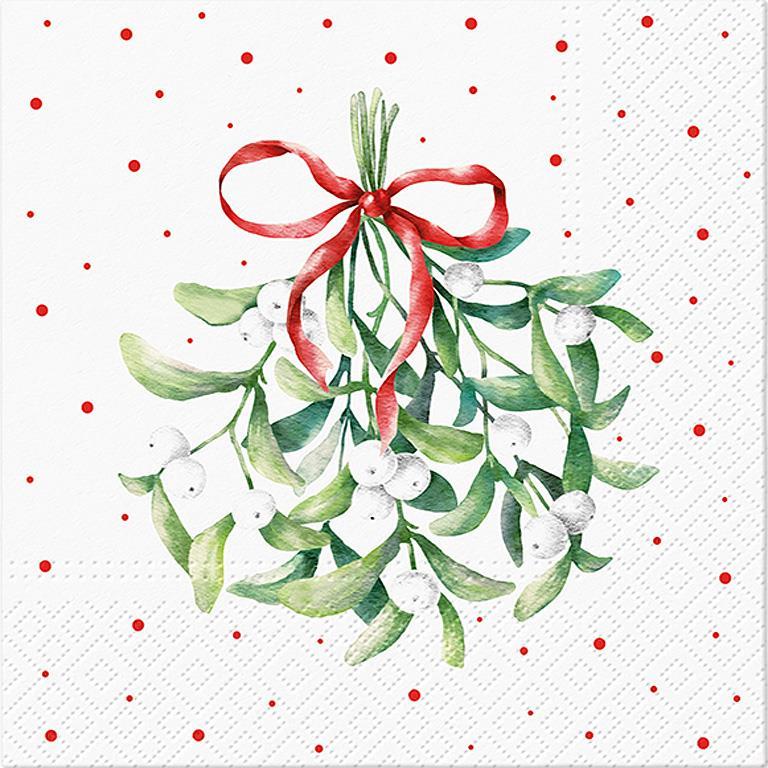 Mistletoe Christmas Napkins. 20 Pk