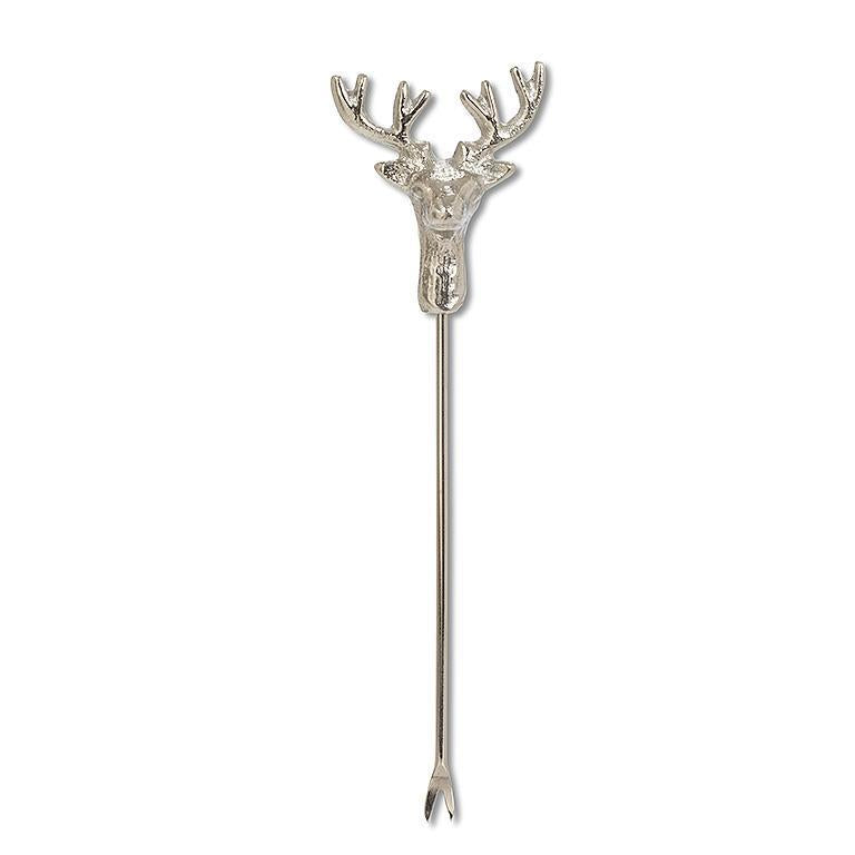 Reindeer Head Cocktail Pick - Silver