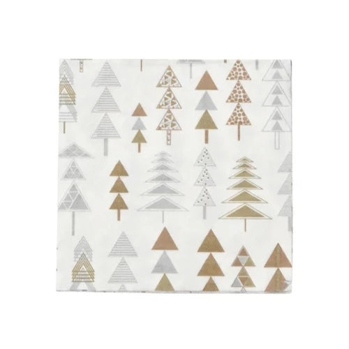 Geo Christmas Tree Cocktail Napkin 20Pk Multi