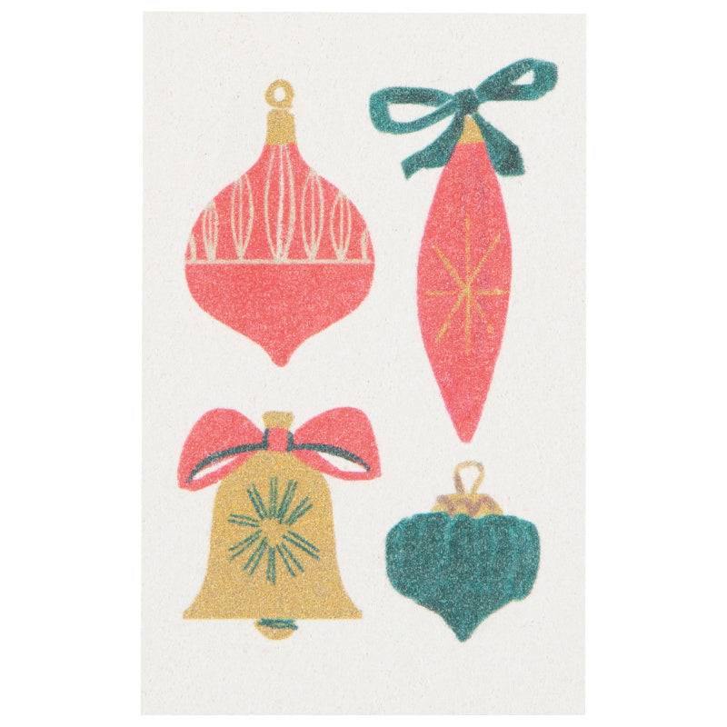 Decorative paper with Christmas ornaments on a white background