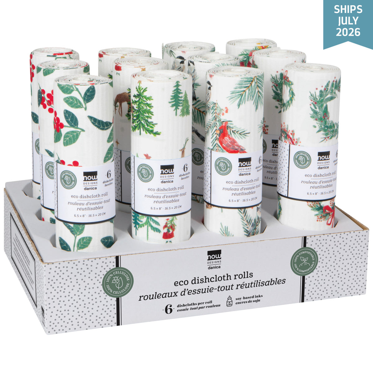 Winter Wonders Christmas Eco Dishcloth Roll OF 6