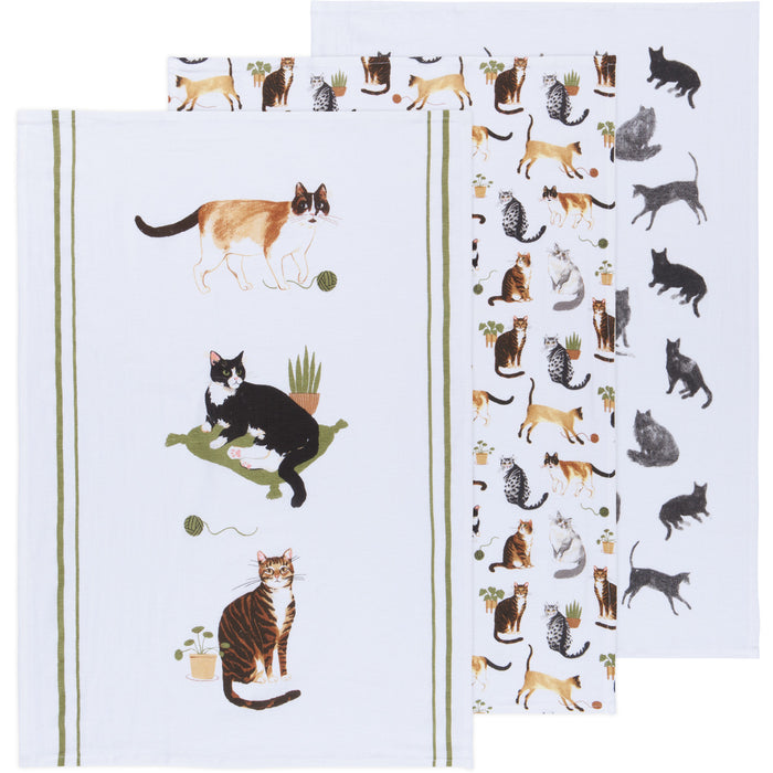 Cat Lover Dishtowels, Set of 3