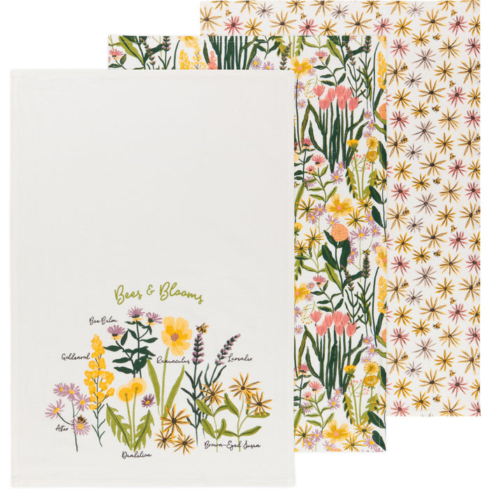 Bees & Blooms Dishtowels, Set of 3