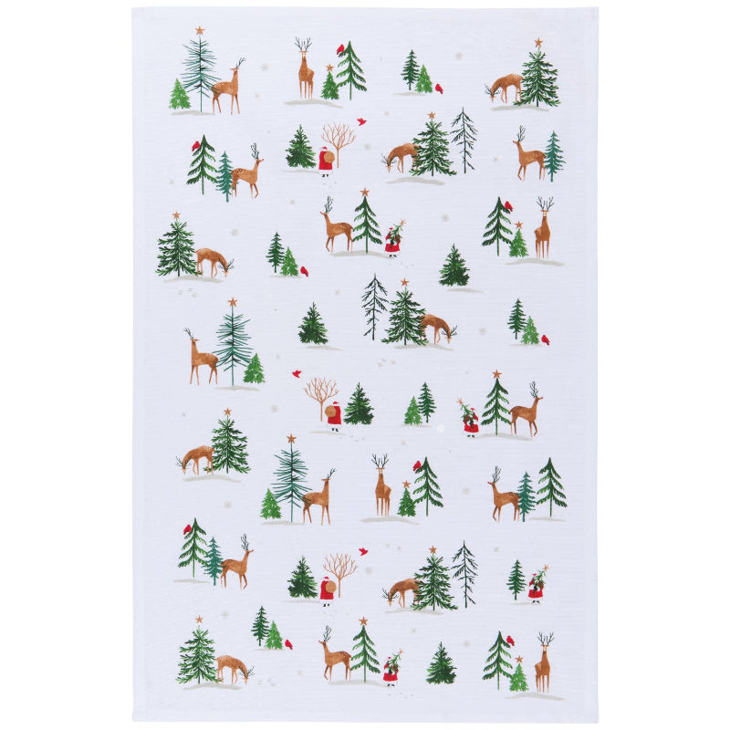 Santa's Reindeer Christmas Dishtowel