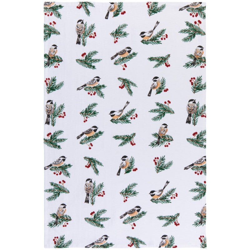 Pattern of birds and branches on a white background