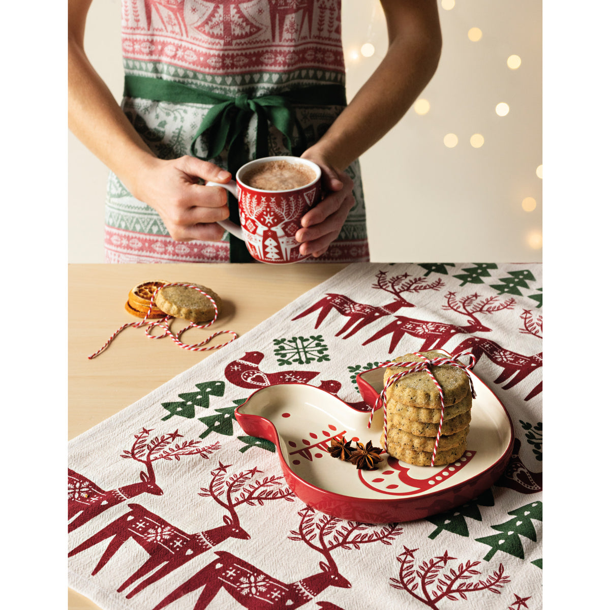 Folk Forest Christmas Dishtowels
