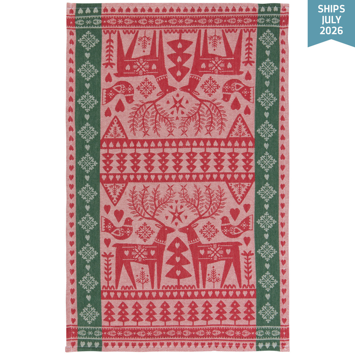 Folk Forest Christmas Jacquard Dishtowel