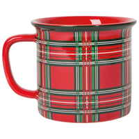 Red plaid mug on a white background