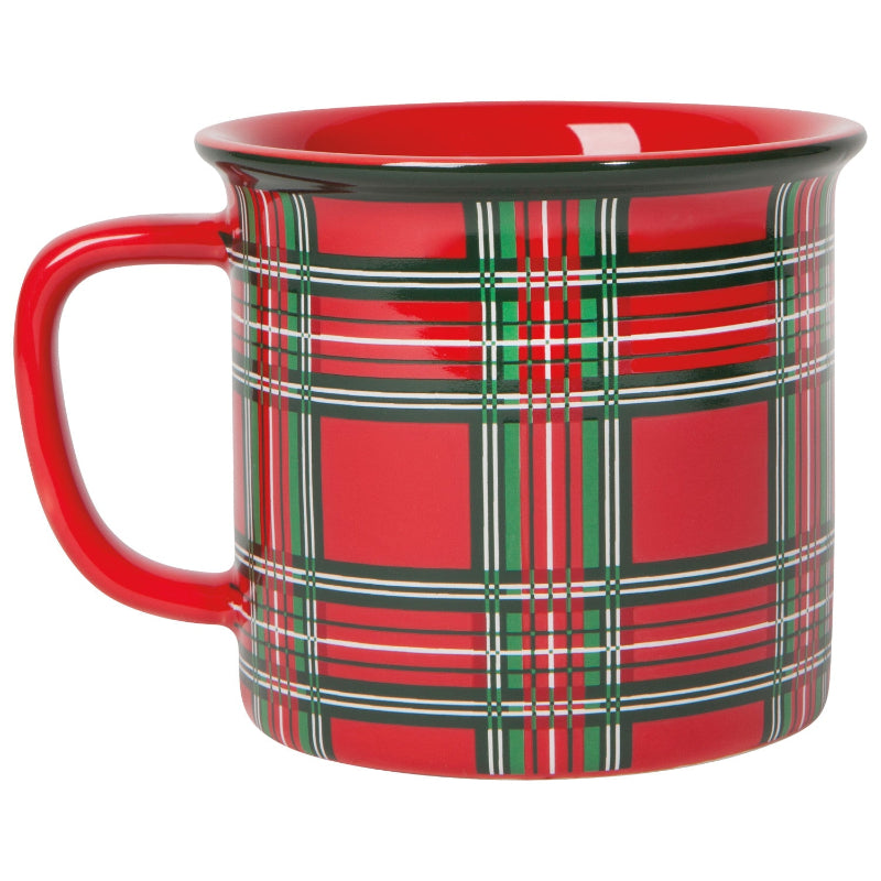 Red plaid mug on a white background