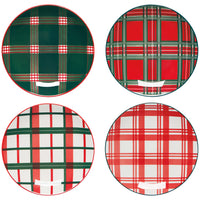Holiday Plaid Appetizer Plates, Set of 4