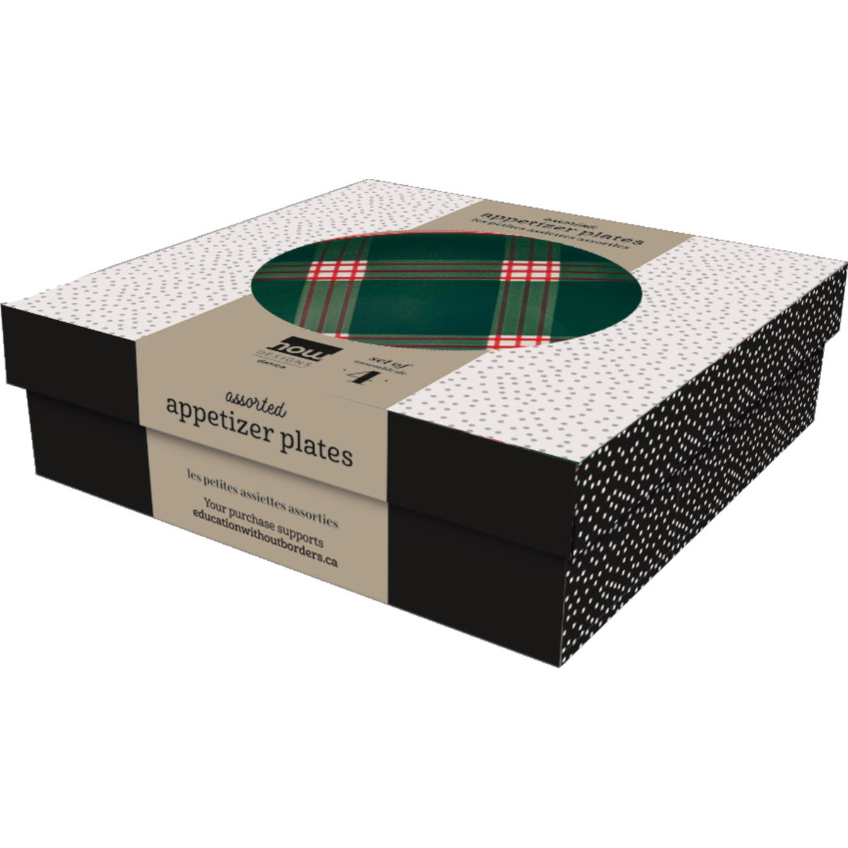 Holiday Plaid Appetizer Plates, Set of 4