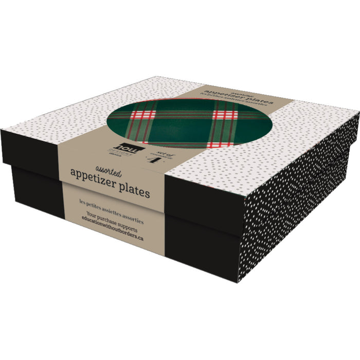 Holiday Plaid Appetizer Plates, Set of 4