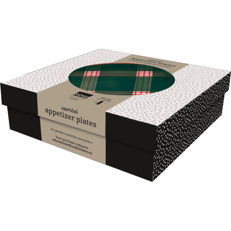 Holiday Plaid Appetizer Plates, Set of 4