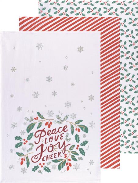 Peace Love Joy Dishtowels, Set of 3