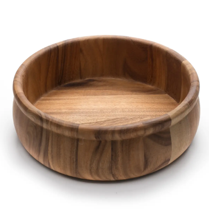 LARGE BEAD RIM SALAD BOWL, ACACIA WOOD