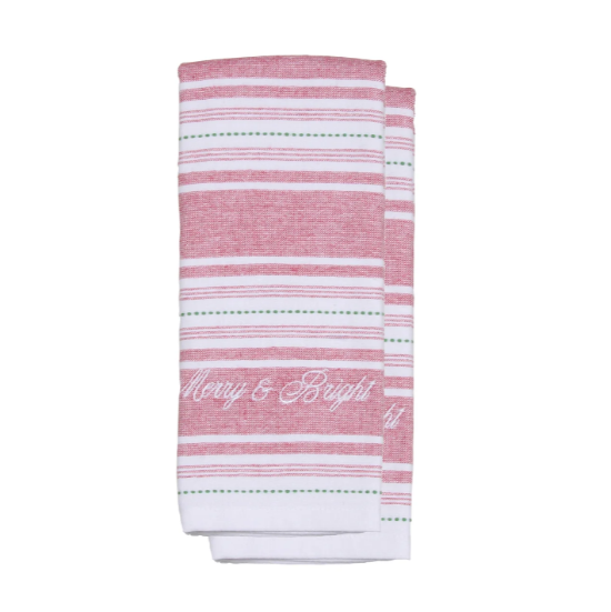 Merry and Bright Terry Towel - Set Of 2 Red