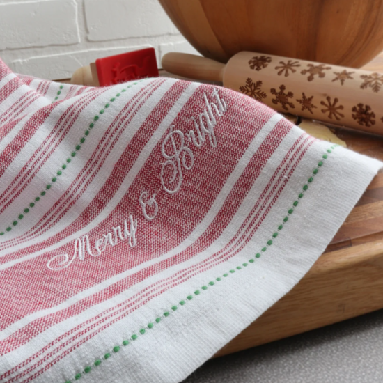 Merry and Bright Terry Towel - Set Of 2 Red