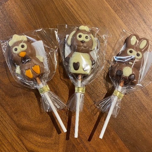 Chocolate Sheep, Bunny, and Chick Lollipop