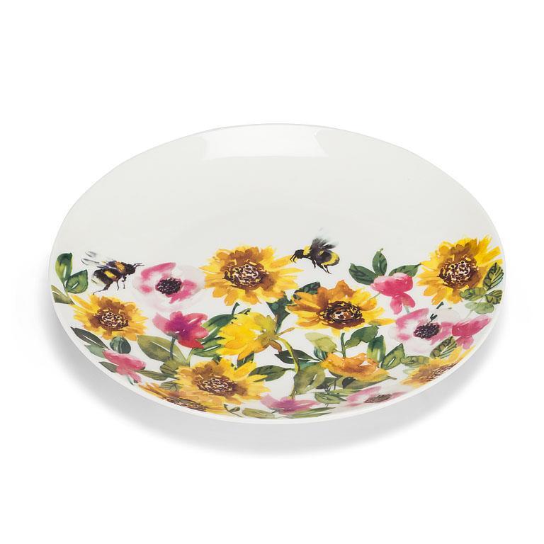 Sunflowers & Bees Small Plate, 8"D