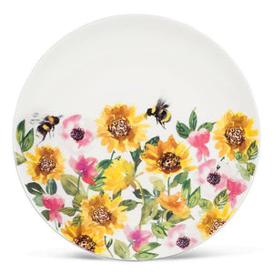 Sunflowers & Bees Small Plate, 8"D
