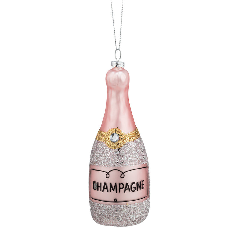 Pink Champagne Bottle Ornament