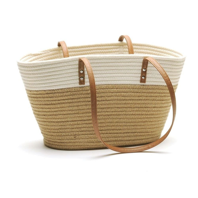 Jute & White Market Basket