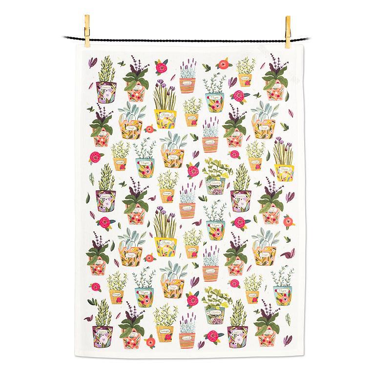 Potted Herbs Tea Towel