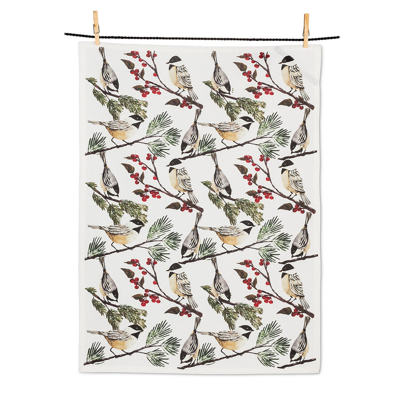 Chickadees on a Branch Tea Towel