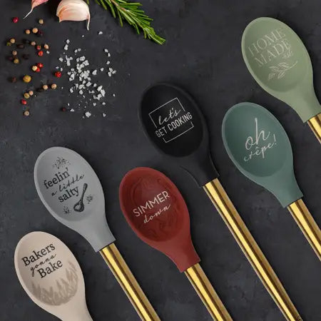 Elements Silicone Spoon - Metalic Gold Handle