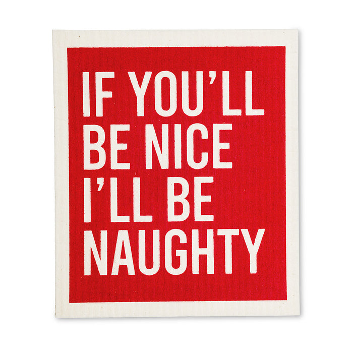 Naughty/Santa Dishcloths. Set of 2