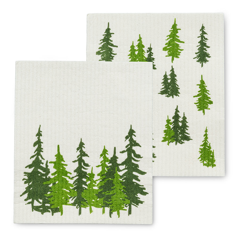 Evergreen Forest Dishcloths, Set of 2