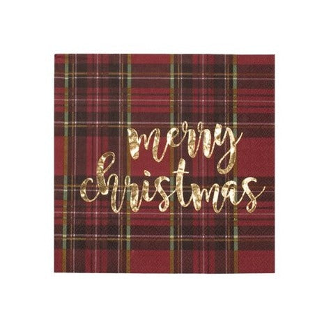 Merry Christmas Foil Luncheon Napkins. 20 Pack