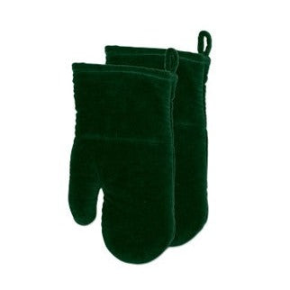 Luxury Velvet Oven Mitt, Set Of 2 Forest Green