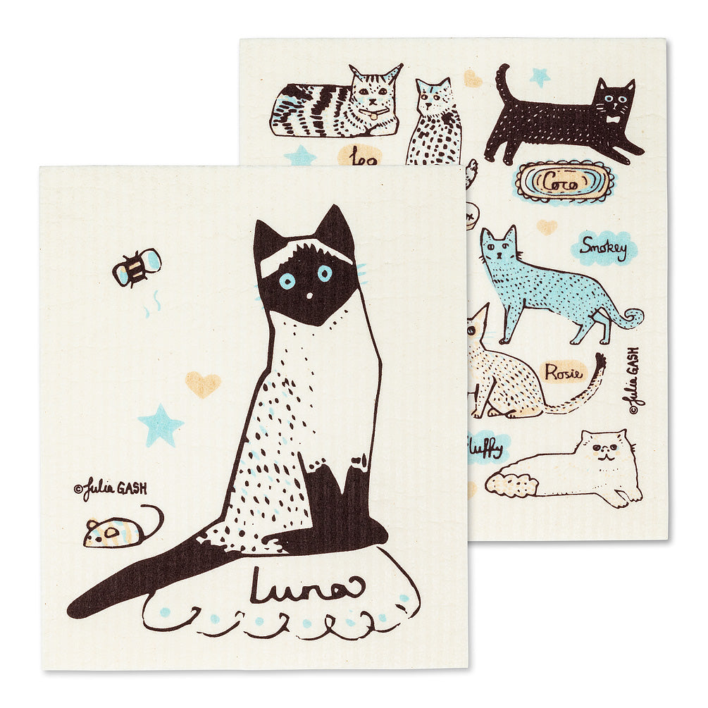 Swedish Cloths - Cats with Names, Set of 2